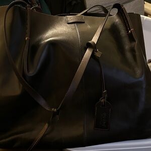 Elegant Black Leather Tote by Coach